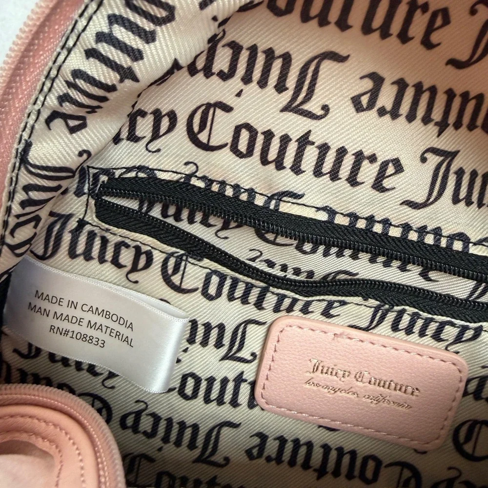 Juicy Couture Pink Velour Mini Backpack Rhinestone Logo‎ Adjustable Straps Y2K